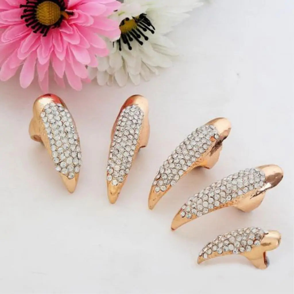 5 pieces vintage 3D false nail fingernail ring nail ring cosplay party