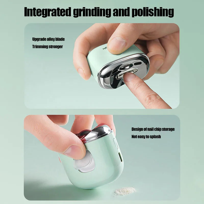 Seemagic Alloy Body Electric Automatic Nail Clipper Touch Start Infrared Protection Upgrade Cutter Head LED Light Nail Trimmer