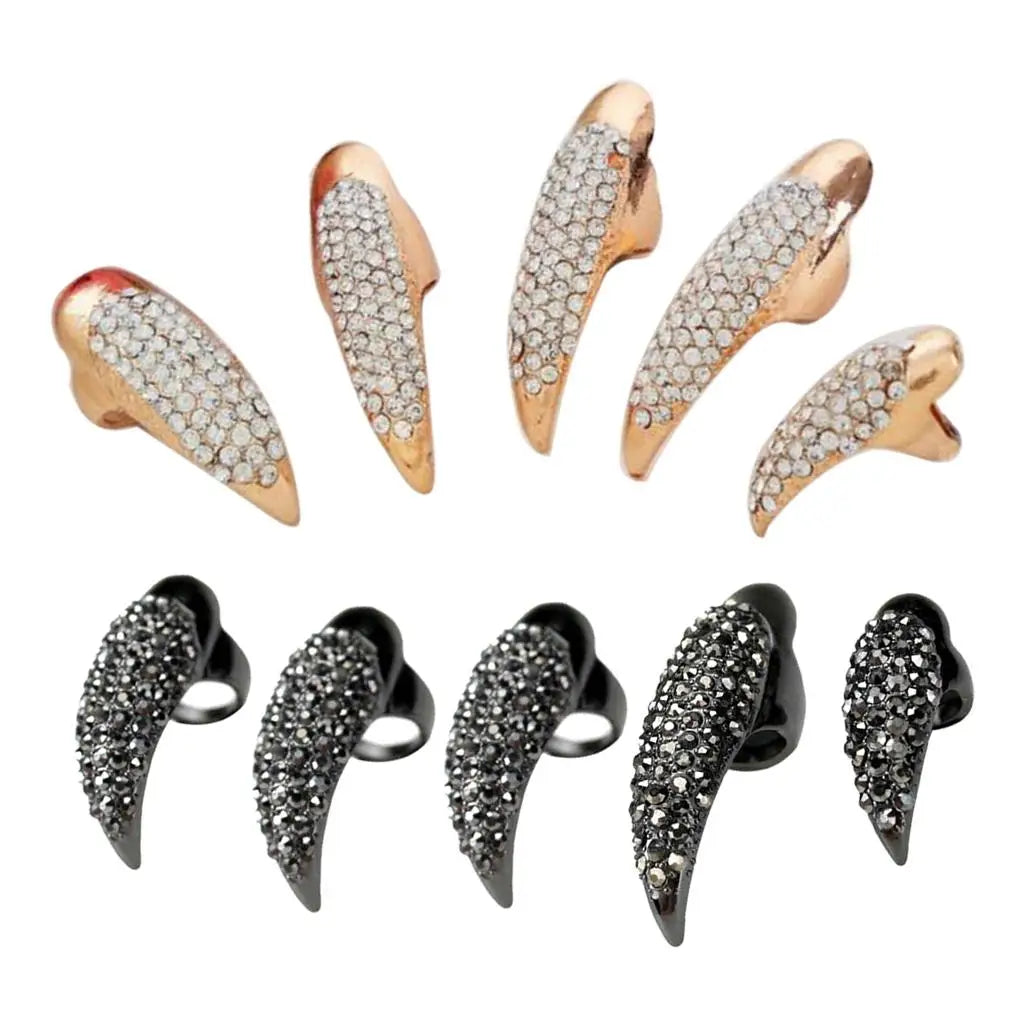 5 pieces vintage 3D false nail fingernail ring nail ring cosplay party